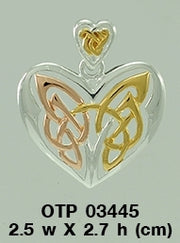 Eternal Heart Celtic Knotwork Three Tone Pendant OTP3445