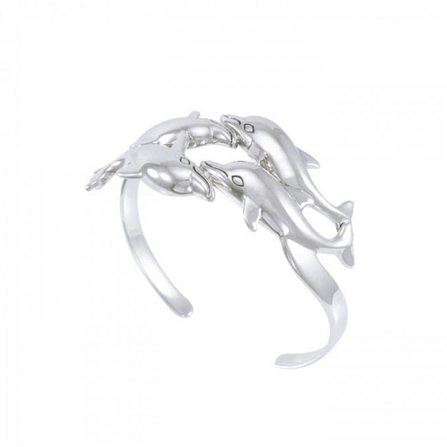 Dolphins Sterling Silver cuff Bracelet TBA192