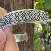 Large Silver Solid Celtic Knot Bangle with open lock TBA215