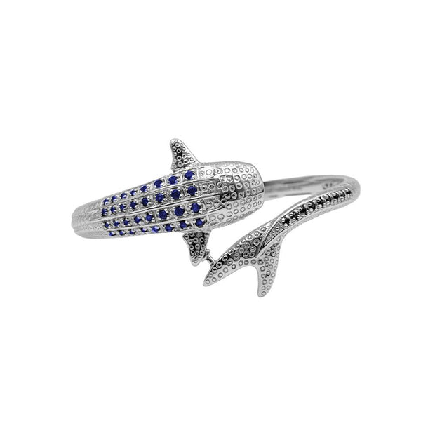 Whale Shark Silver Cuff Bracelet with Gemstones and Locking System TBA300 - Wholesale Jewelry