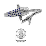 Whale Shark Silver Cuff Bracelet with Gemstones and Locking System TBA300 - Wholesale Jewelry