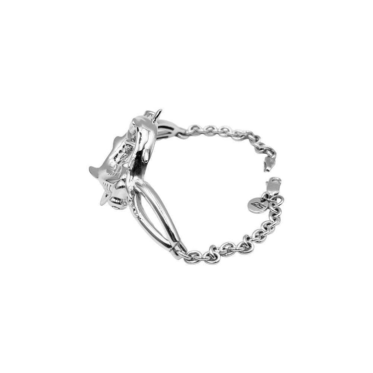 Double Hammerhead Shark Sterling Silver Chain Bracelet - Wholesale Jewelry