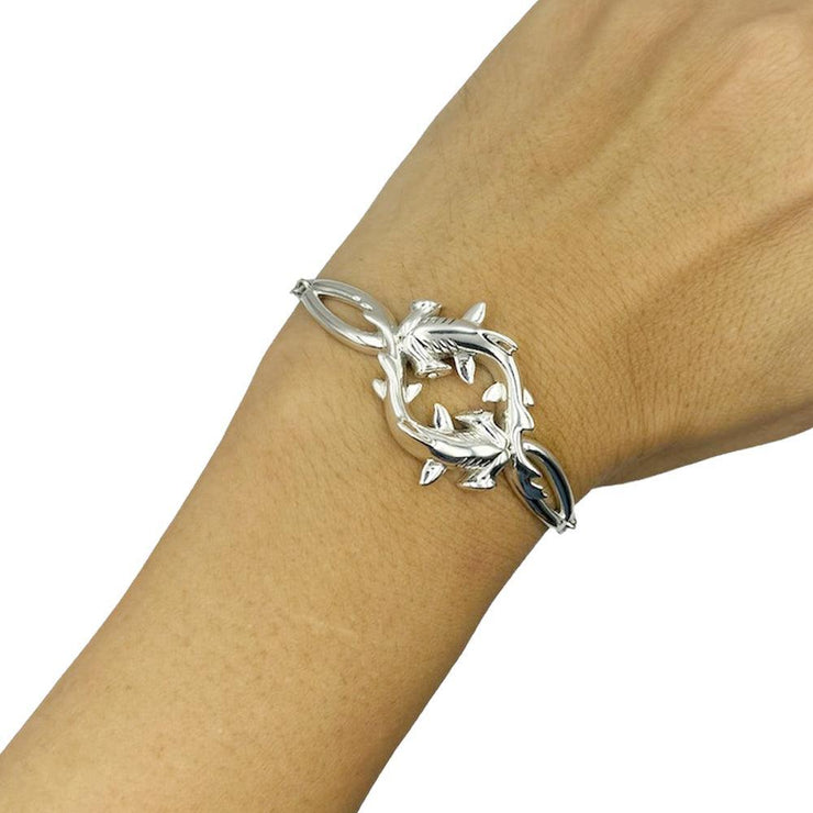 Double Hammerhead Shark Sterling Silver Chain Bracelet - Wholesale Jewelry