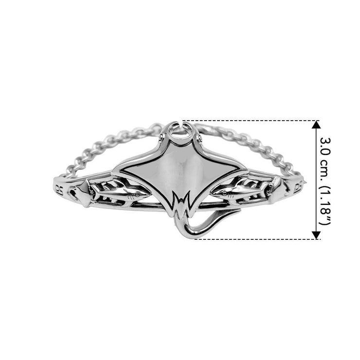 Manta Rays and Sharks Sterling Silver Chain Bracelet - Wholesale Jewelry