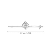 Equestrian Elegance Bar with Square Gem Sterling Silver Brooch TBC076