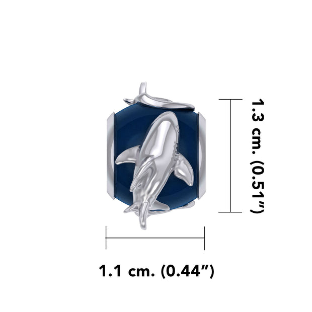 Shark Silver Bead with Navy Blue Enamel TBD375