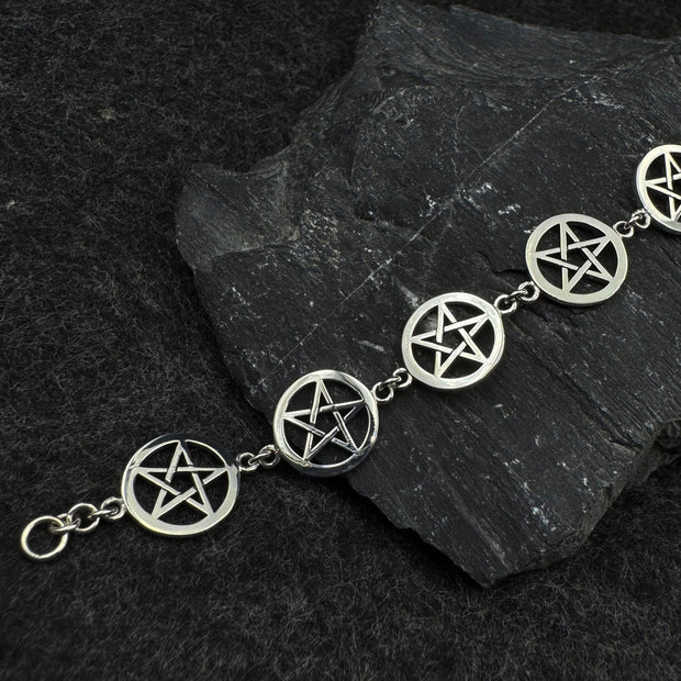 Pentagram Pentacle Sterling Silver Bracelet TBG018