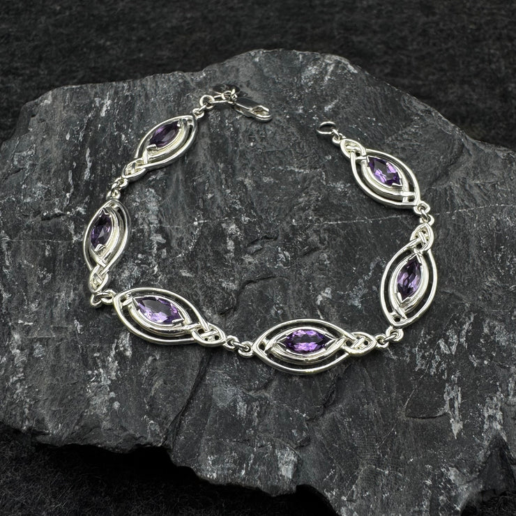 Celtic Knotwork with Choice of Gemstones Sterling Silver Bracelet TBG282