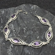 Celtic Knotwork with Choice of Gemstones Sterling Silver Bracelet TBG282
