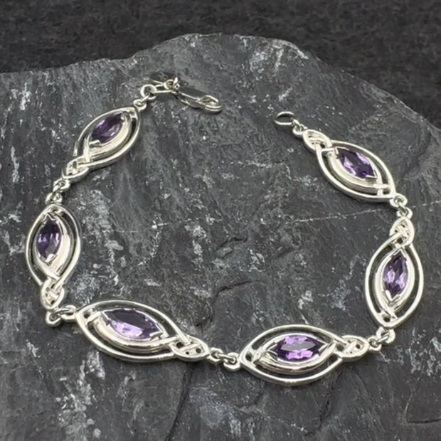 Celtic Knotwork with Choice of Gemstones Sterling Silver Bracelet TBG282