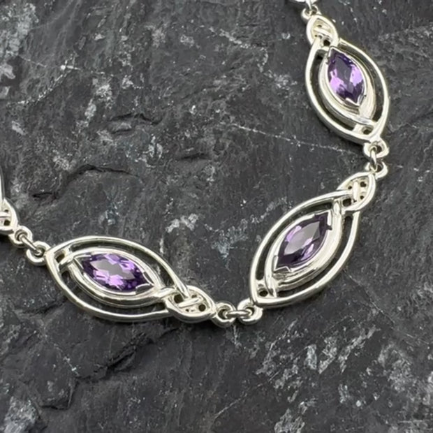 Celtic Knotwork with Choice of Gemstones Sterling Silver Bracelet TBG282