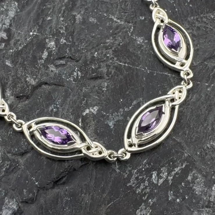 Celtic Knotwork with Choice of Gemstones Sterling Silver Bracelet TBG282