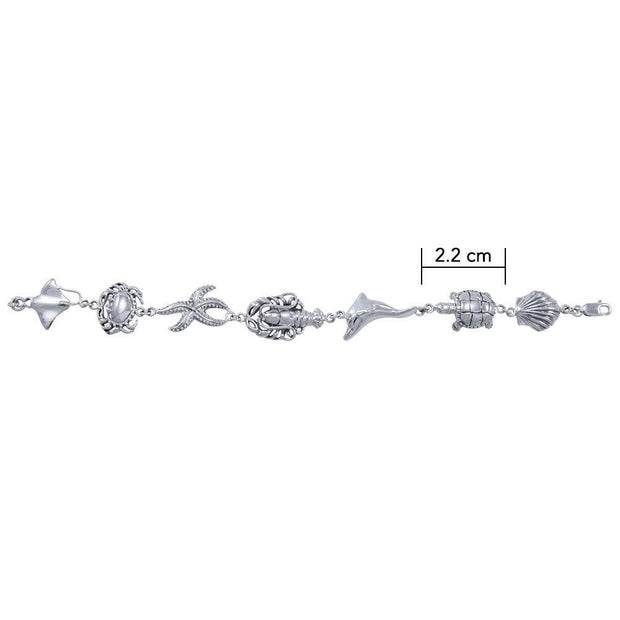 Breathing in the Sealife ~ Sterling Silver Jewelry Link Bracelet TBG352