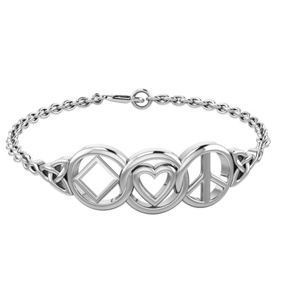 The Love Peace and NA Recovery Silver bracelet TBL414 - Wholesale Jewelry