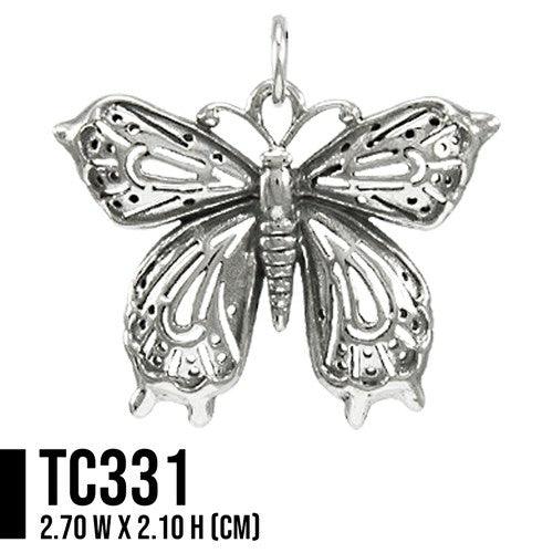Victorian Butterfly Silver Charm TC331 - Wholesale Jewelry