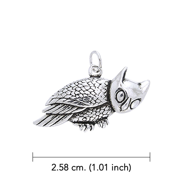 Regal with an air of mystery Sterling Silver Owl Charm TCM085