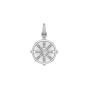 Ship Wheel with Wave Silver Charm TCM707 - Wholesale Jewelry