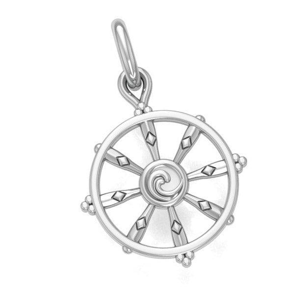 Ship Wheel with Wave Silver Charm TCM707 - Wholesale Jewelry