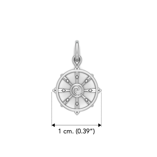 Ship Wheel with Wave Silver Charm TCM707 - Wholesale Jewelry