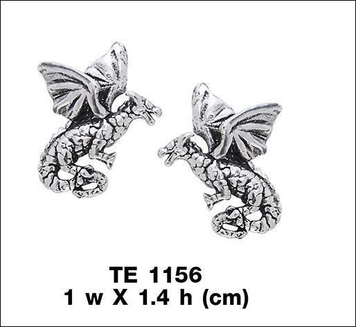 Flying Dragons Silver Post Earrings TE1156 - Wholesale Jewelry