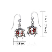 Inlaid Ladybug Silver Earrings TE2060 - Wholesale Jewelry