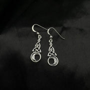 Celtic Triquetra with Crescent Moon  Sterling SIlver  Earrings TE2565