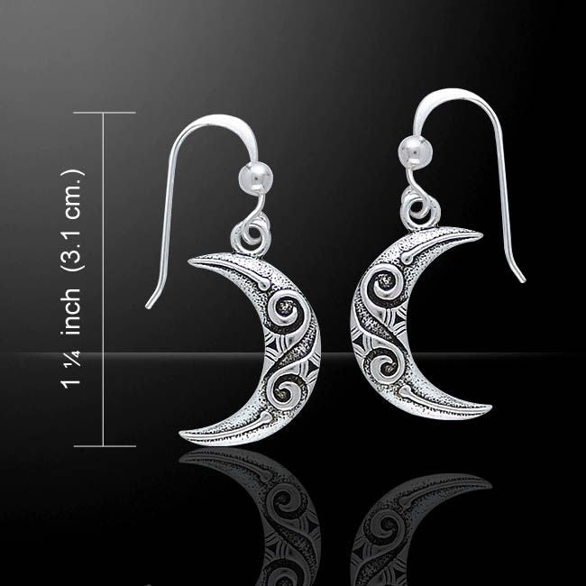 Celtic Spiral Moon Sterling Silver Earrings TE2914