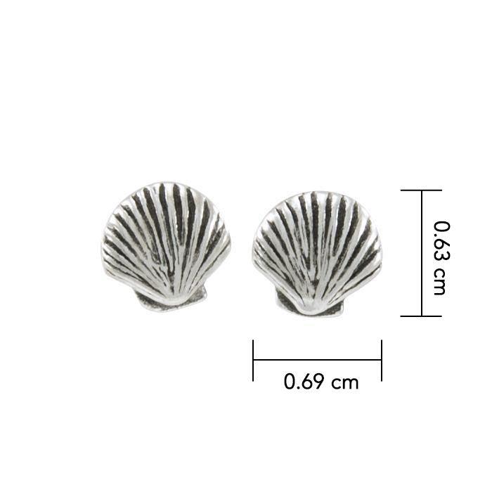 Scallop Shell Sterling Silver Post Earrings TE429