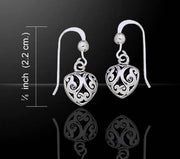 Celtic Heart Spiral Filigree Sterling Silver Earrings TE754