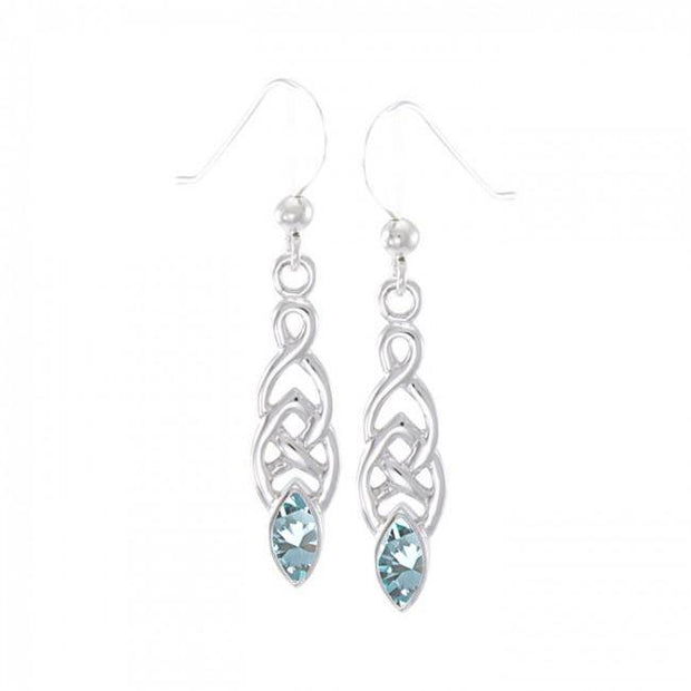 Celtic Knotwork Sterling Silver Earrings With Gem TE862