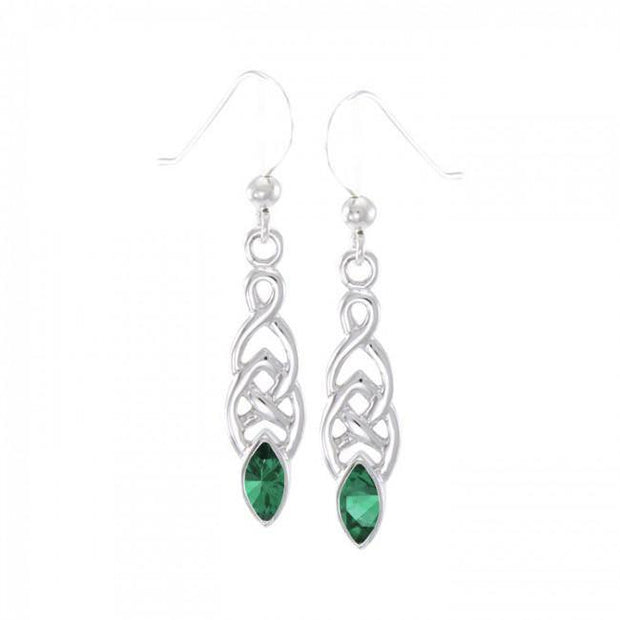 Celtic Knotwork Sterling Silver Earrings With Gem TE862