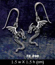 Dragons fly as they float ~ Sterling Silver Hook Earrings TE898