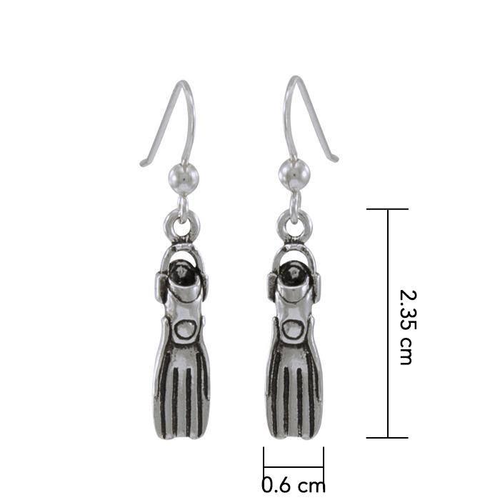 Dive Fin Sterling Silver Hook Earrings TE967