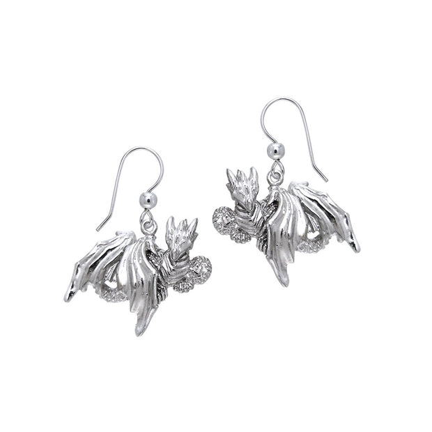 Large Dragon Sterling Silver Earrings TE992