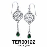 The wonderful promise of eternity ~ Celtic Knotwork Sterling Silver Dangle Earrings with Gemstone TER122