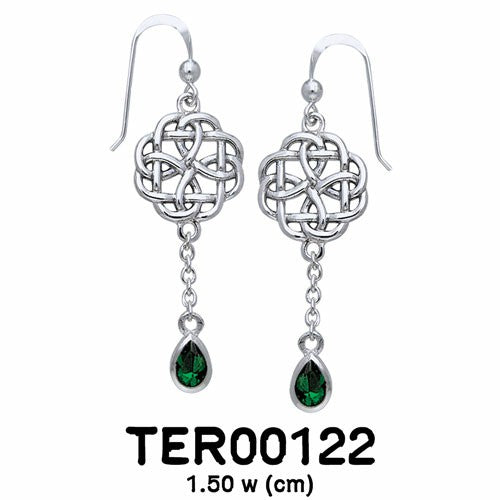 The wonderful promise of eternity ~ Celtic Knotwork Sterling Silver Dangle Earrings with Gemstone TER122