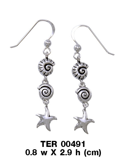 Seashell and Starfish Silver Earrings TER491