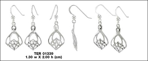 Celtic Knotwork Teardrop shape Sterling Silver Earrings TER1339