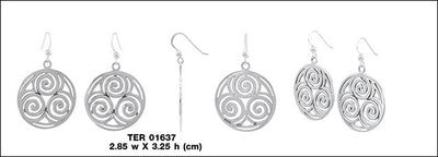 Triskelion Spiral Sterling Silver Earrings TER1637