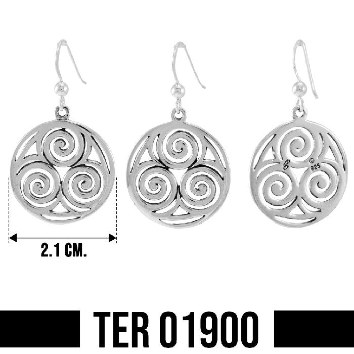 Triskelion Spiral Sterling Silver Earrings TER1900
