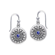 Sail to happiness and contentment Celtic Knotwork Compass Sterling Silver Hook Earrings with Gemstone TER035