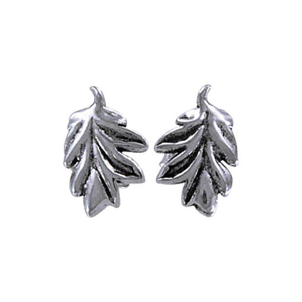 Oak Leaves Silver Post Earrings TER047