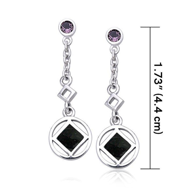 Encircled NA Symbol Sterling Silver Post Earrings TER063