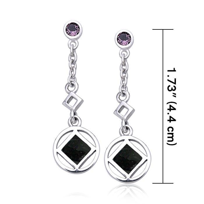 Encircled NA Symbol Sterling Silver Post Earrings TER063