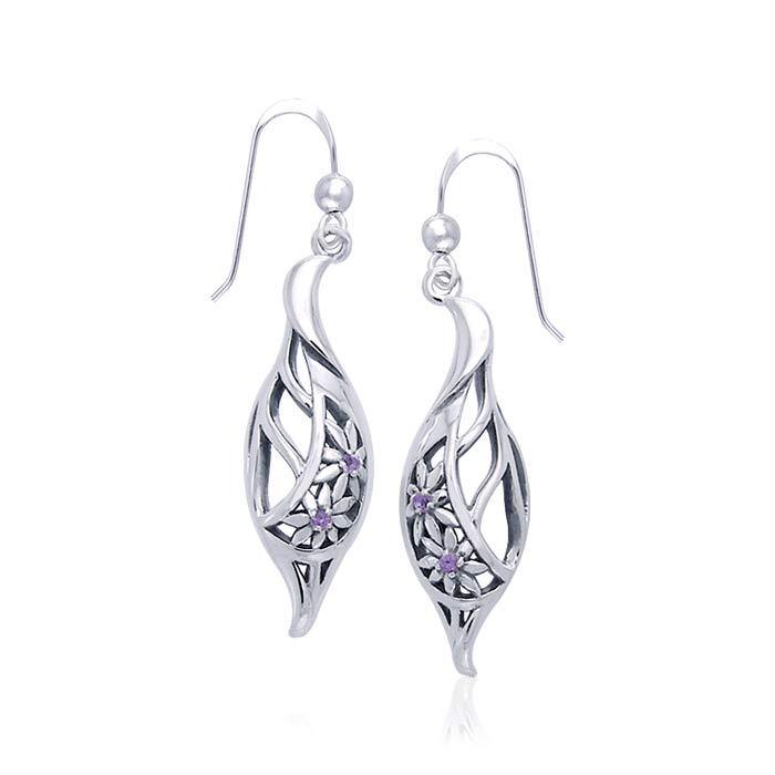 Elegance Daisy Leaf Sterling Silver Earrings TER1105