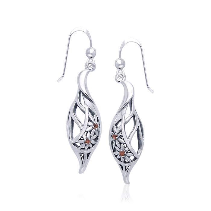 Elegance Daisy Leaf Sterling Silver Earrings TER1105
