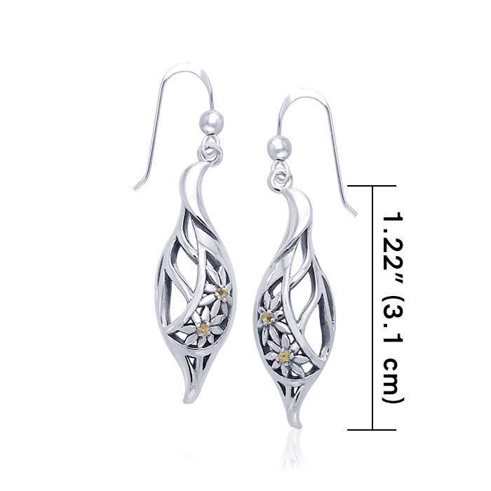Elegance Daisy Leaf Sterling Silver Earrings TER1105