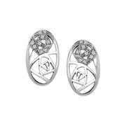 Abstract Elegance Silver Post Earrings with Gemstone TER1182