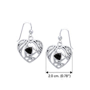 Elegant Heart Sterling Silver Earrings with Gemstone TER1183