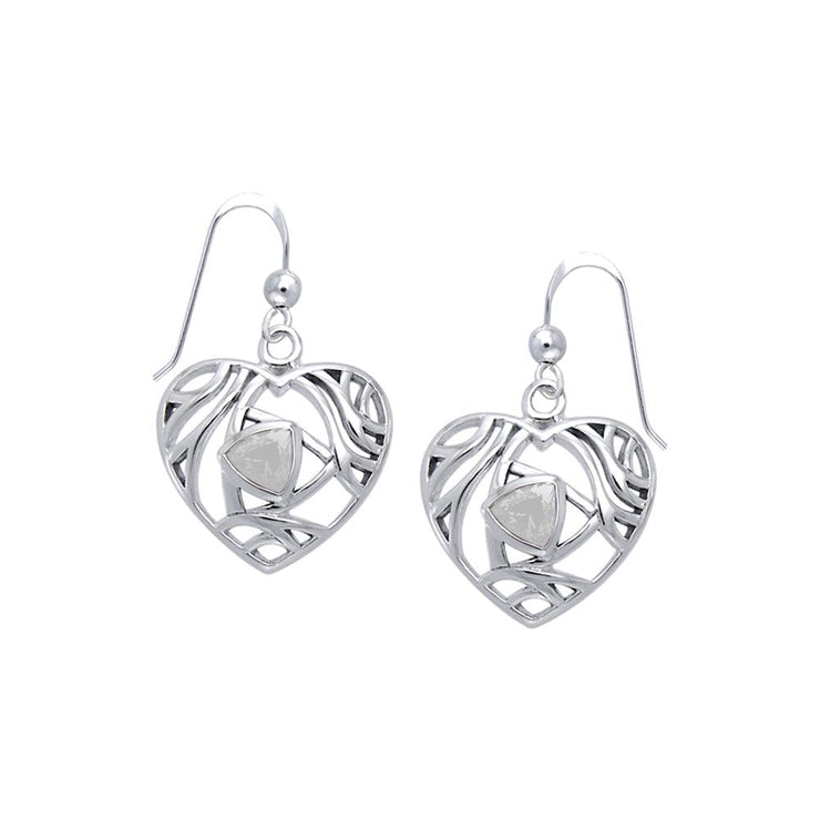 Elegant Heart Sterling Silver Earrings with Gemstone TER1183